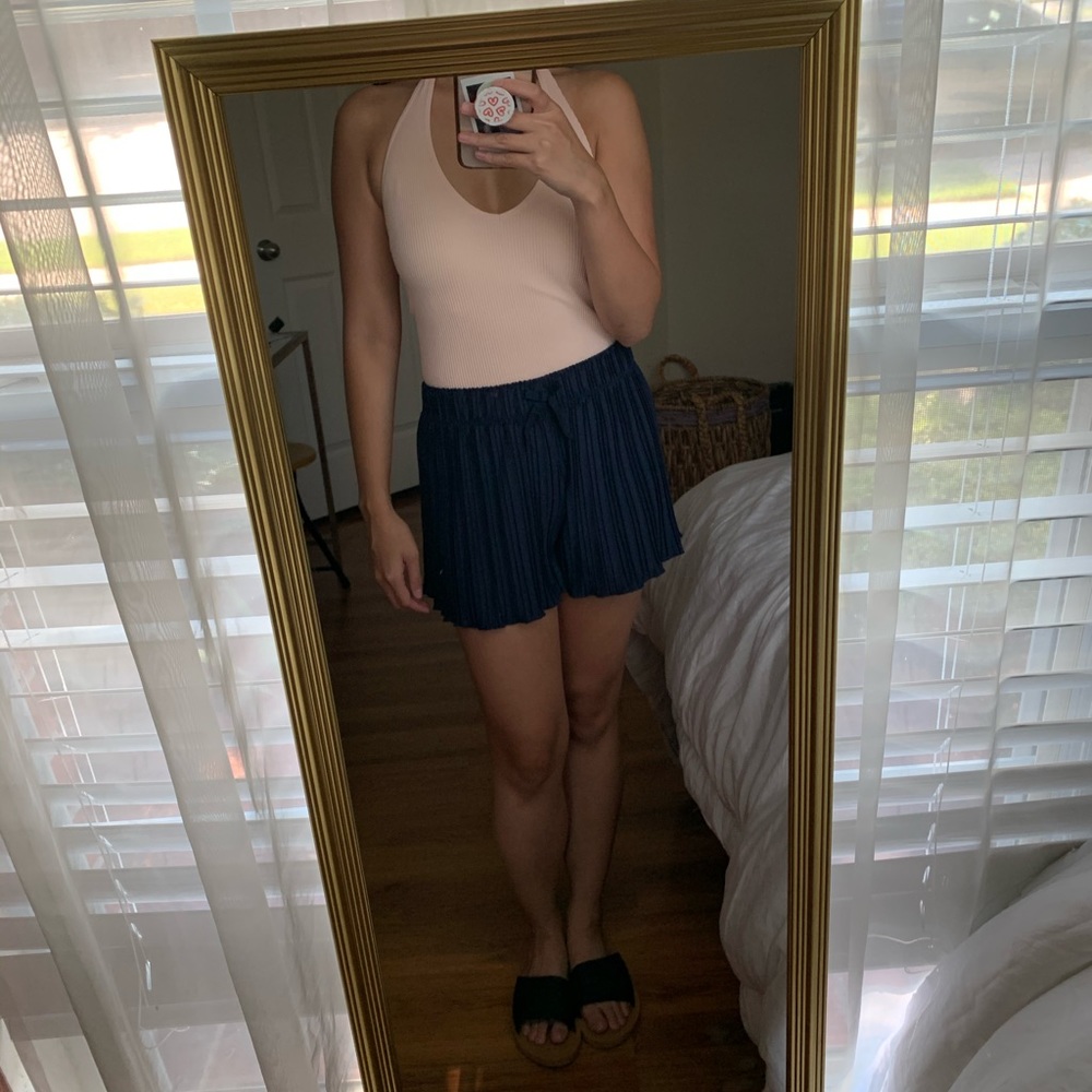 Zara Navy Pleated shorts
